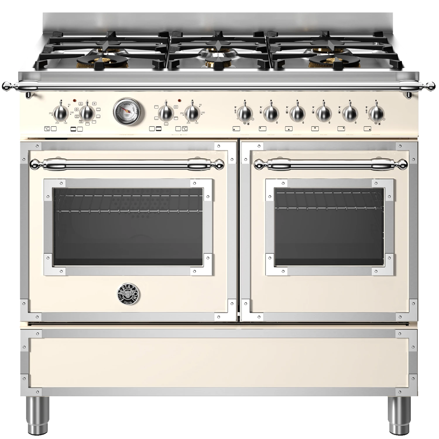 Варочный центр Heritage 100 см, 6 газовых конфорок и два многофункциональных электрических шкафа, кремовый матовый HER106L2EAVT
