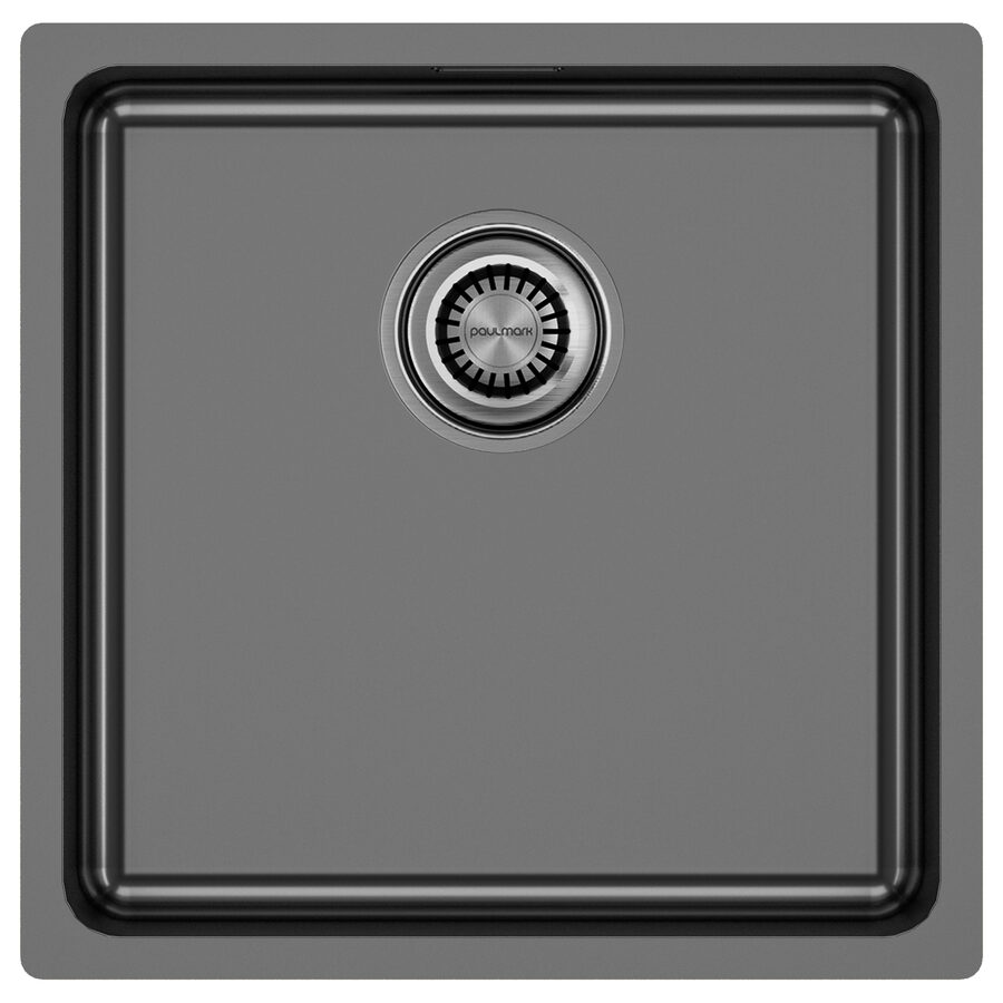 Кухонная мойка Paulmark VISTA 44 PM304444-GM вороненая сталь 440×440×200 мм