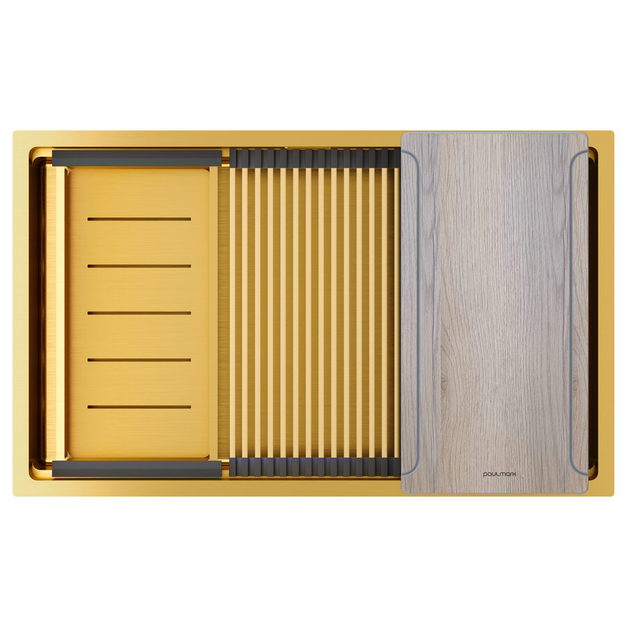 NEXT-MULTI SINK 74 UNI, брашированное золото, 740х450 мм